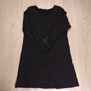 Chalet et Ceci Tunic Dress Women's Medium Black Long Sleeve Zip Abstract Casual